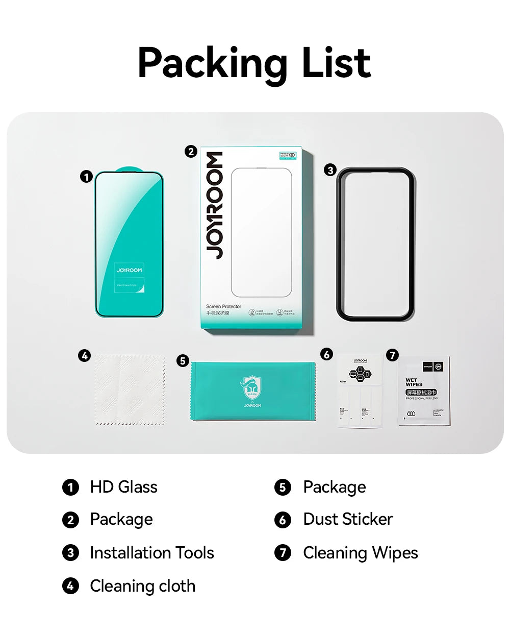 Joyroom 1/2/3pcs HD Anti-Blue Light Glass for iPhone 17 Pro Max Screen Protector Full Screen Eye Protection Tempered Glass