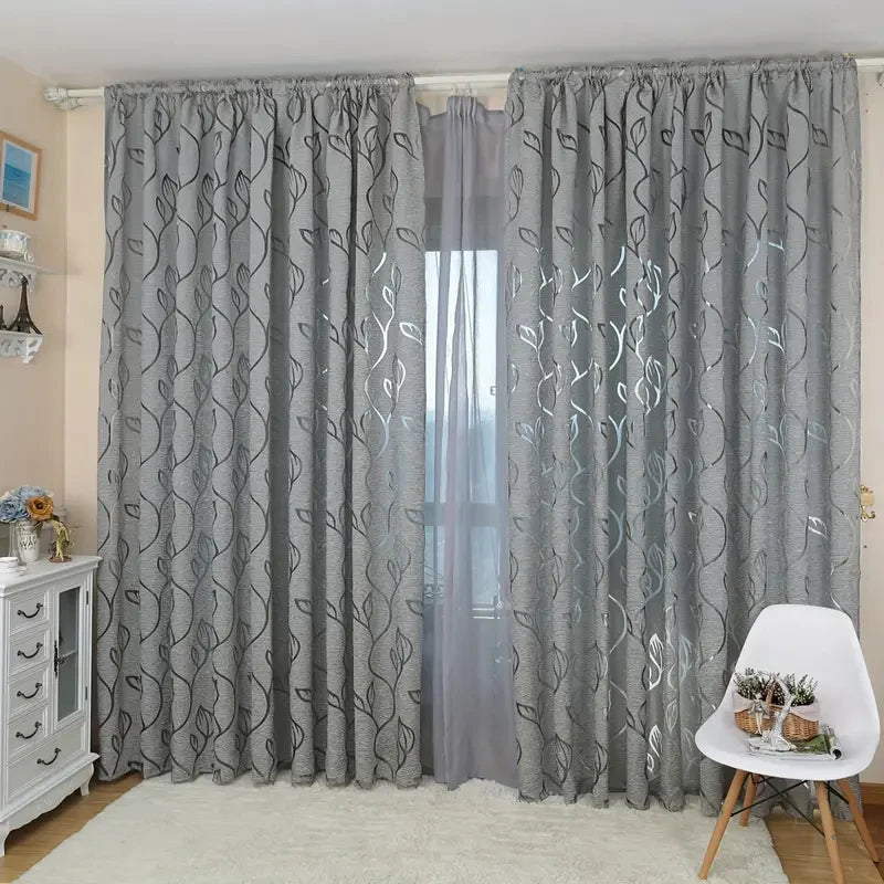 Simple and Casual Style Leaf Cutting Flower Gauze Curtain Suitable for Bedroom Living Room Home Decoration 1PC