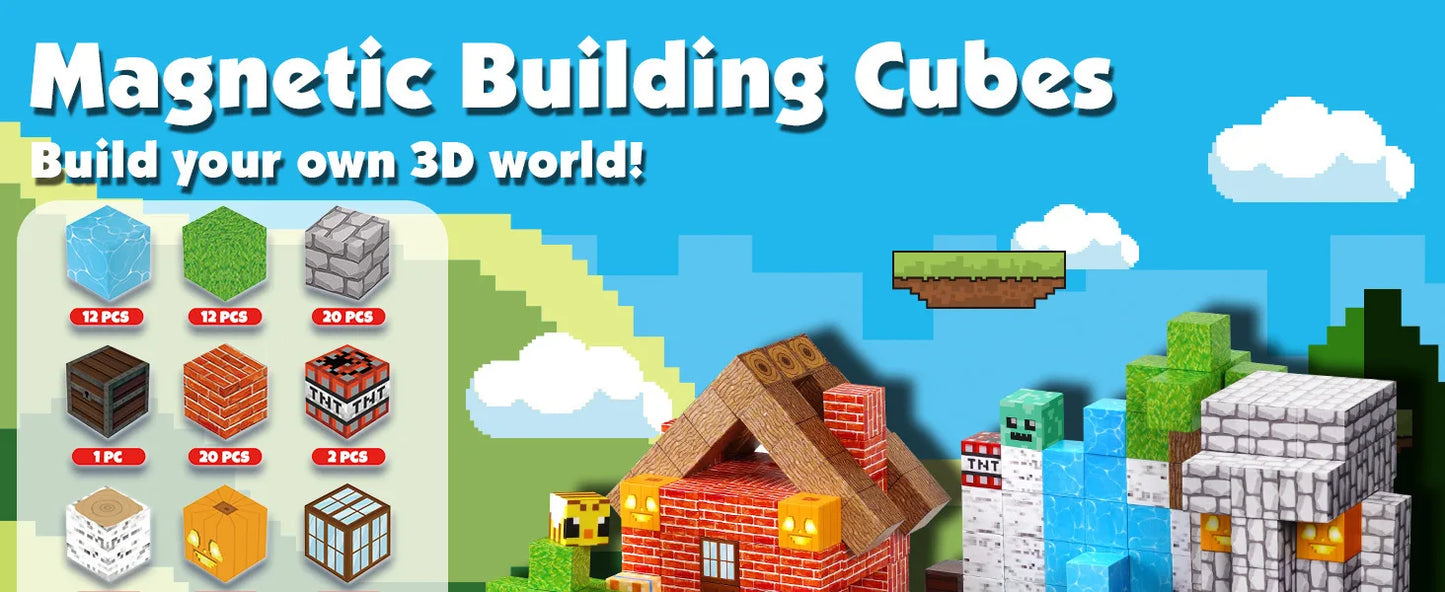 Magnetic Building Blocks DIY Magnets Toys Mine World Magnet Cubes Stacking STEM Toys Construction Toys Children's Christmas Gift