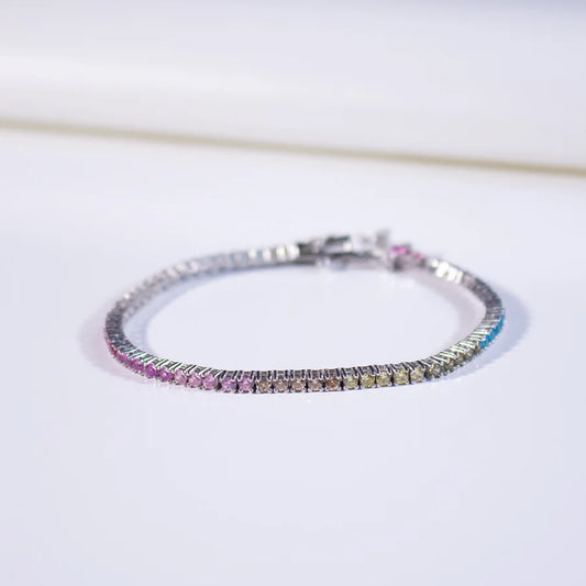 2mm Rainbow Tennis Bracelet Silver 925 Bracelet luxury Bracelets with Exquisite Box 2024 Woman