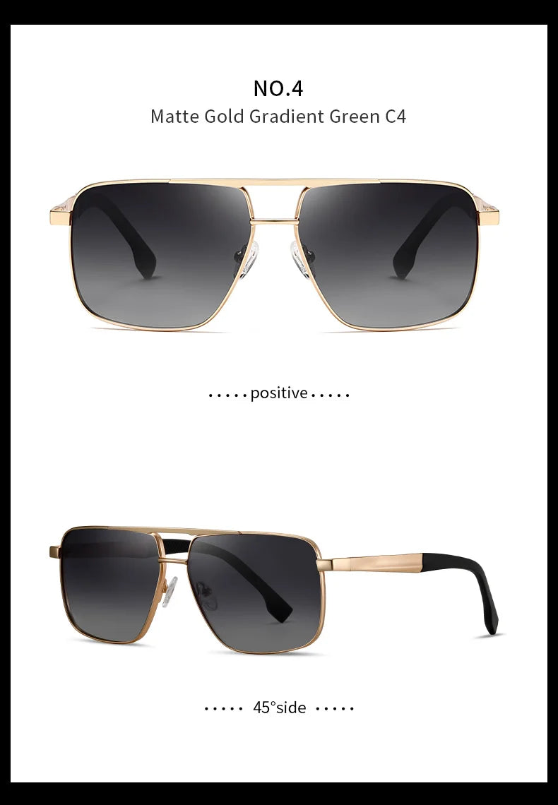 Men Sunglasses UV400 Polarized Sun Glasses Metal Square Eyeglasses Frame Driving Fishing Cycling Goggle Anti Glare Shade Eyewear