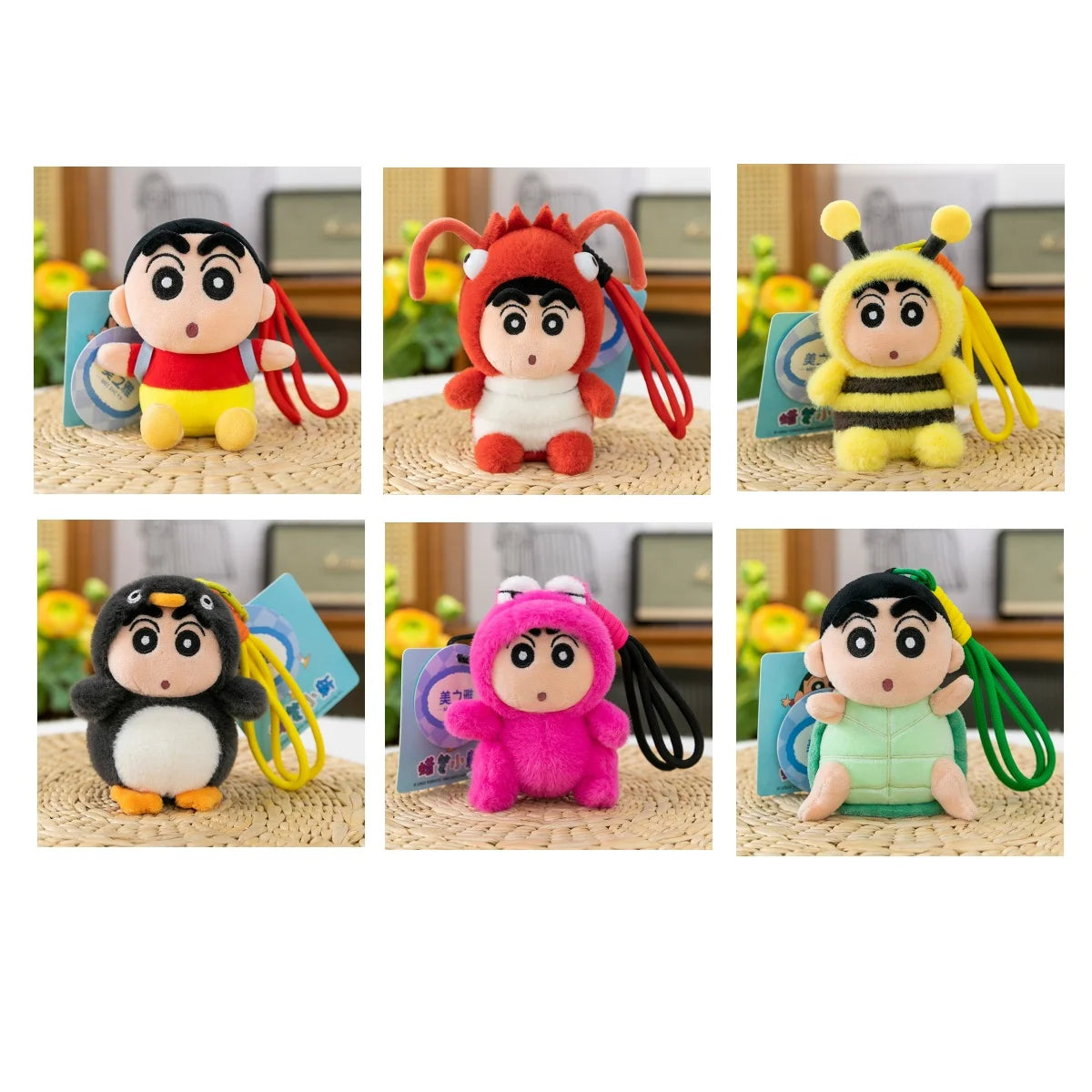 Penguin Crayon Shin-chan Plush Toy Keychain Girl Cute Bee Backpack Pendant Crayfish Doll Car Hanging Decoration Christmas Gift