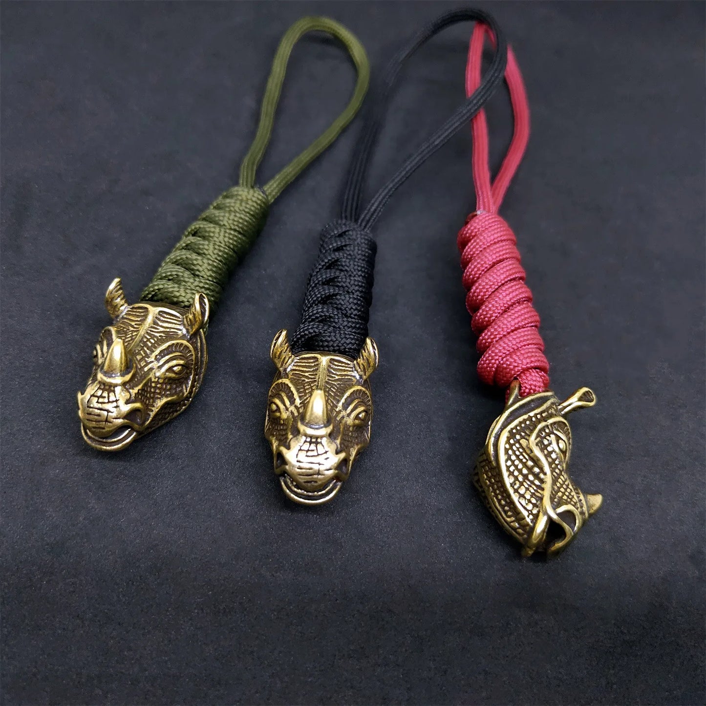 Rhino Avatar Retro Brass Ornaments Men's and Women's Key Ring Gifts Bag Knife Rope Pendant Crafts Accessories Handmade Keychain