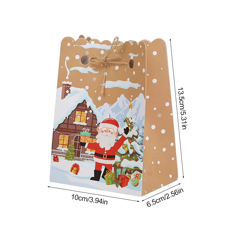 5-30Pcs Christmas Gift Box with rope Cartoon Santa Claus Candy Cookies Packaging Bag Christmas Party Home Decor New Year 2026