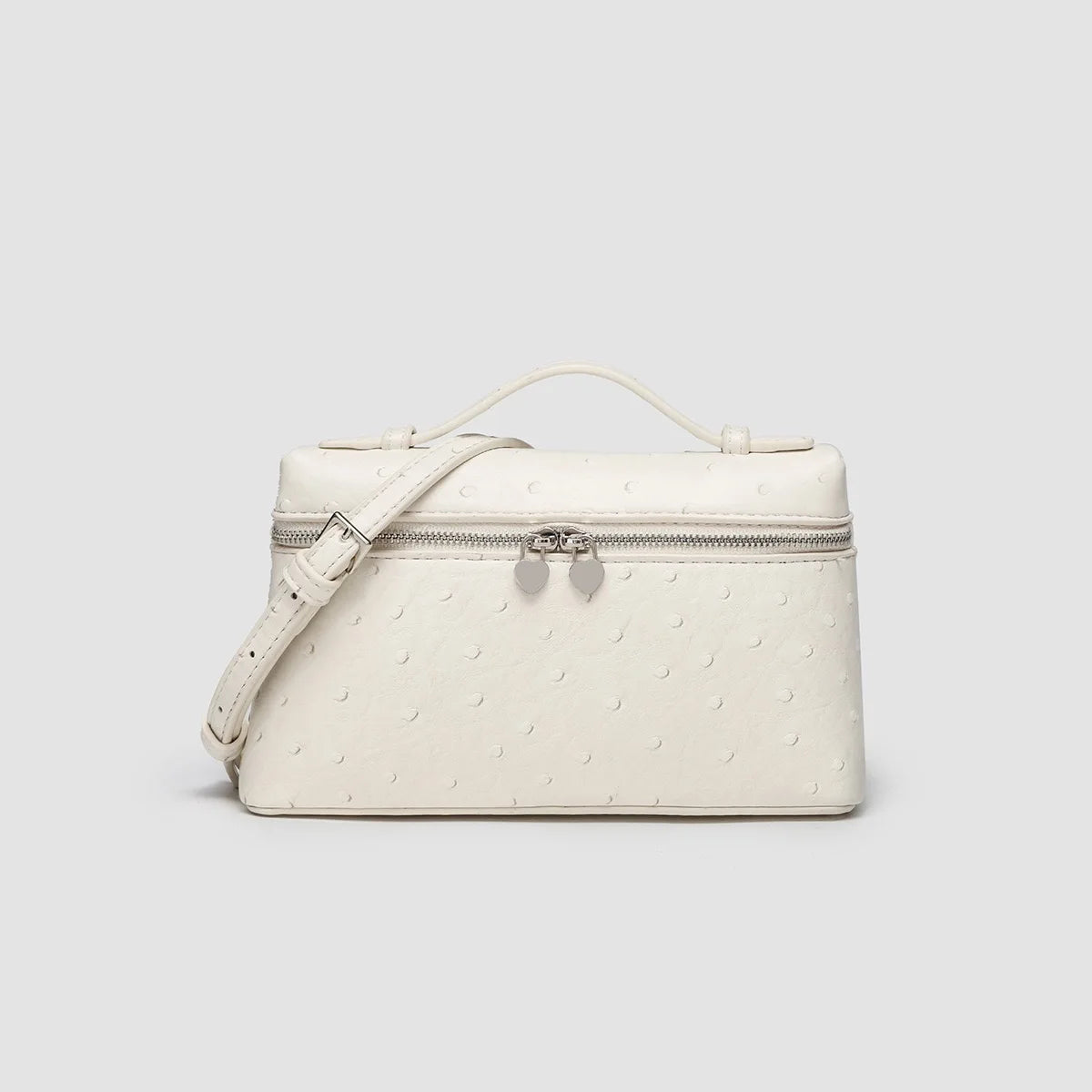 Customizable Name Lunch Box Bag Fashionable Women's Bag Ostrich Pattern Handbag Clutch Bag Women Make Up Pouch With Handle