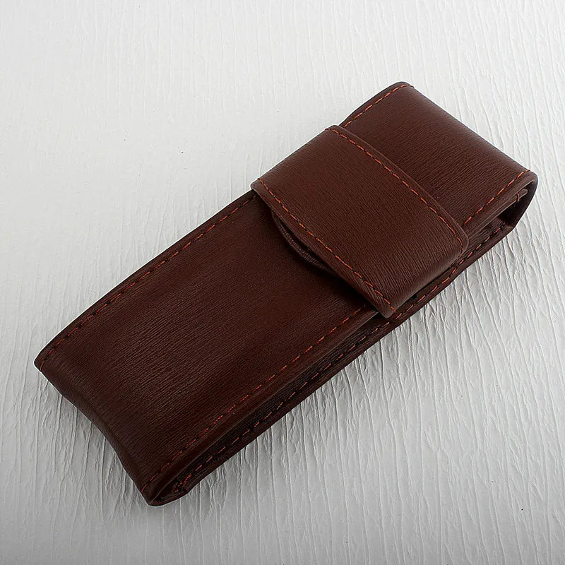 Vintage PU Leather Pencil Bag Fountain Pen Stationery Holder Protective Cover Office School Supplies Retro Pen Torage Case
