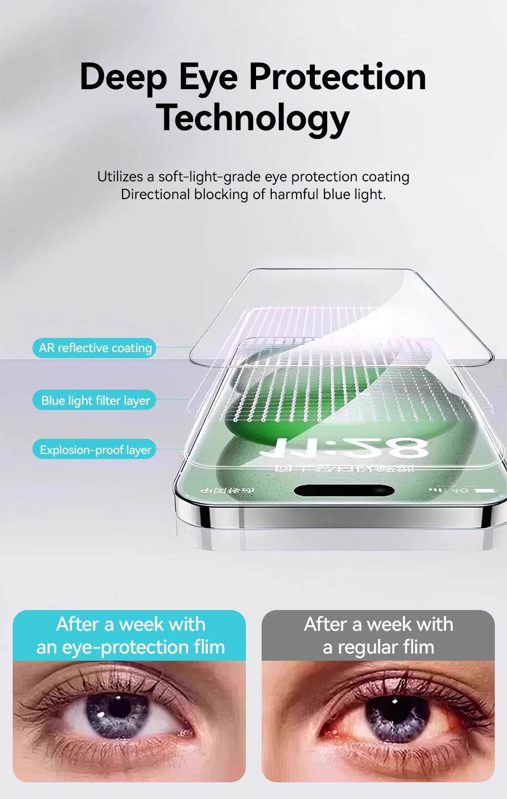 Joyroom 1/2/3pcs HD Anti-Blue Light Glass for iPhone 17 Pro Max Screen Protector Full Screen Eye Protection Tempered Glass