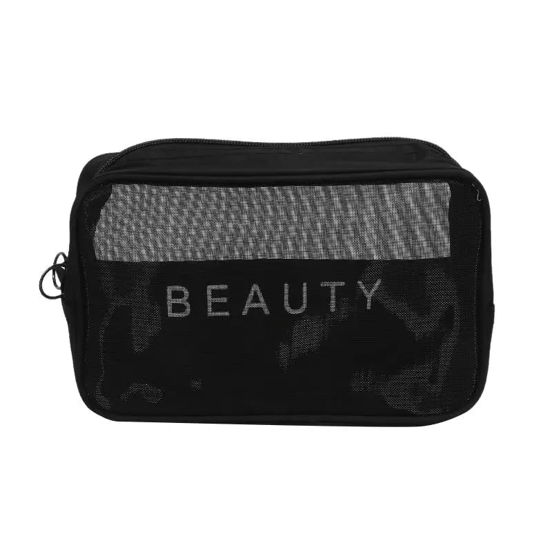 Transparent Mesh Makeup Bag Women Travel Toiletry Wash Cosmetic Bag Storage Case Letter Printed Zipper Make Up Bags 3 Size