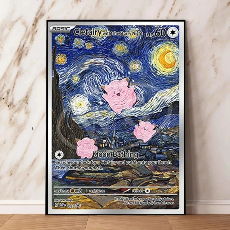 Van Gogh Museum Pocket Monster Anime Character Pikachu Canvas Painting Poster Living Room Bedroom Decoration Christmas Gift