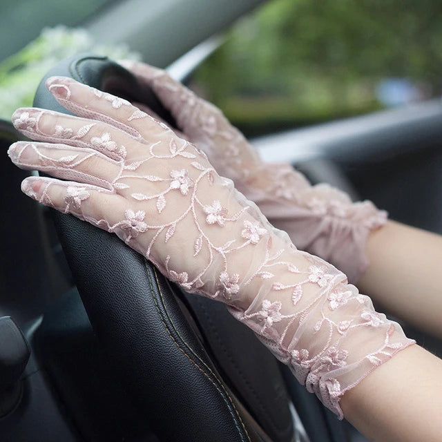 Lace Short Breathable Sun Protection Non-Slip Drive Women Thin New Gloves High Quality Ruffles Elegant Etiquette Soft