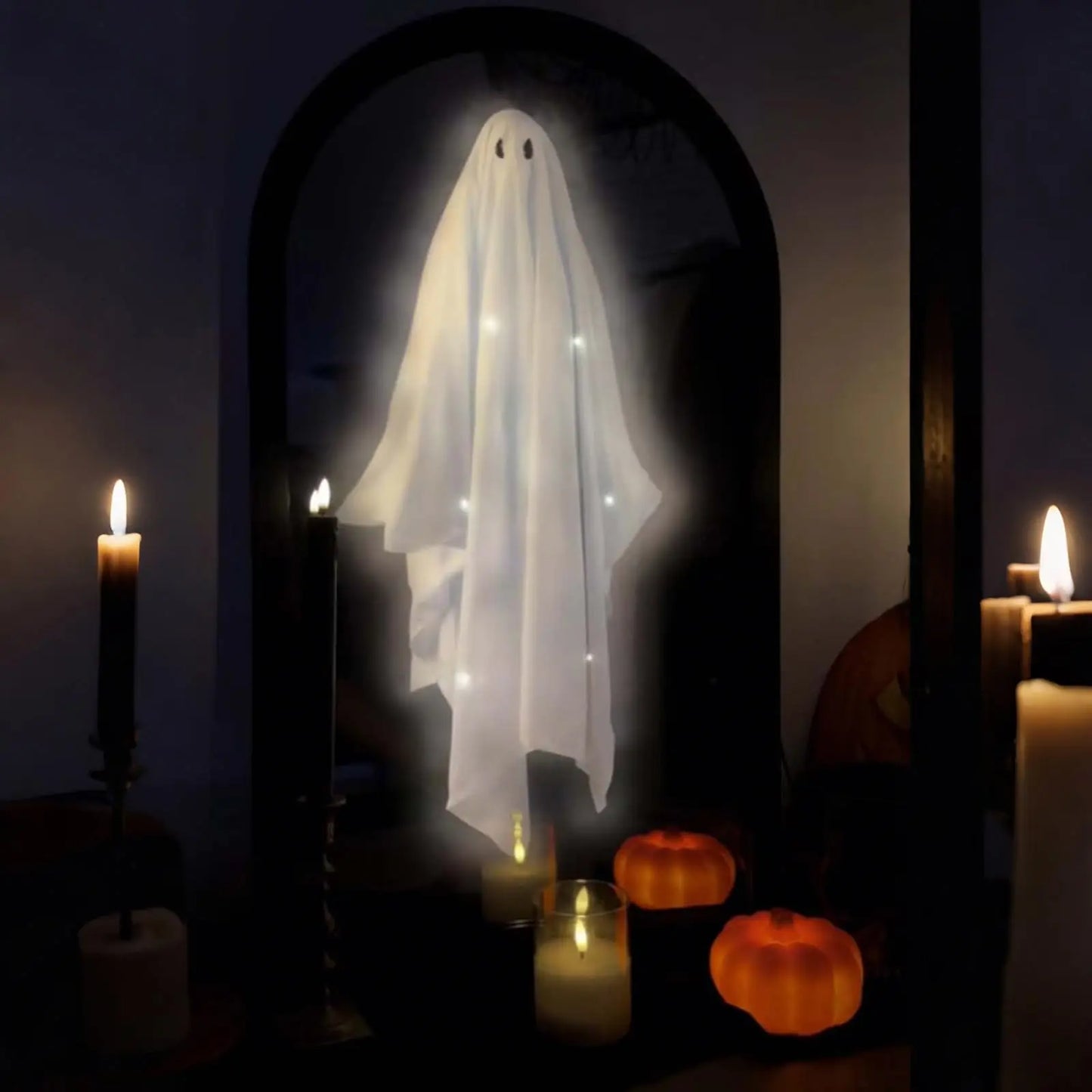 Halloween Ghost Mirror Night Light Cute Halloween Home Accessories Spooky Halloween Hologram Ghost Prank Decor 35*20cm/50*24cm