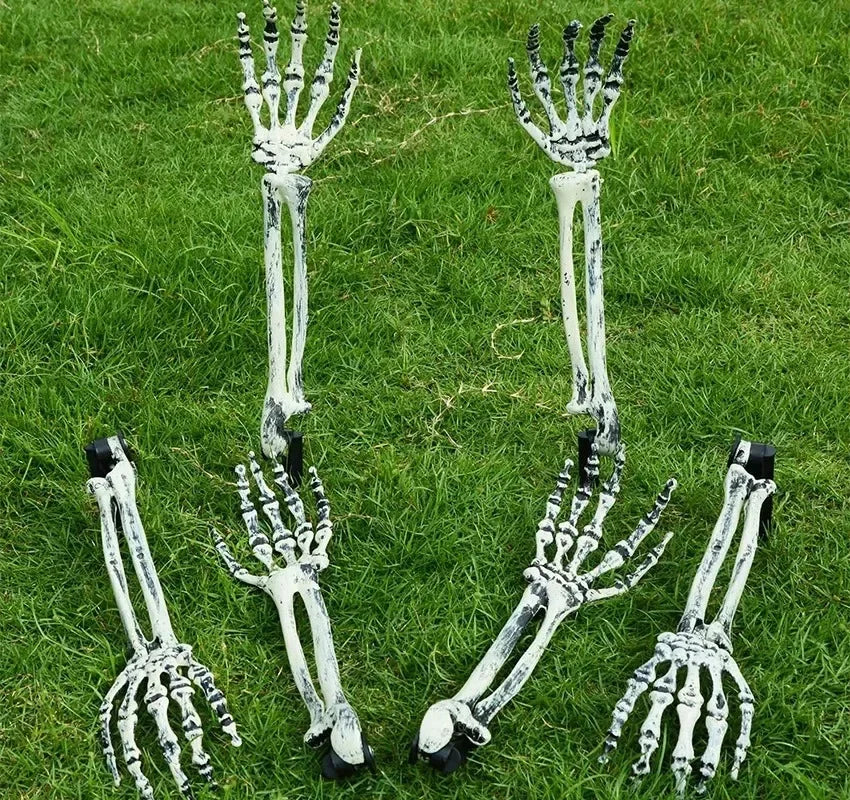 1-4PCS Halloween Simulation Skeleton Hand Prop Halloween Yard Floor Insert Ghost Hand Hand Bone Ghost Festival Dress Up Props