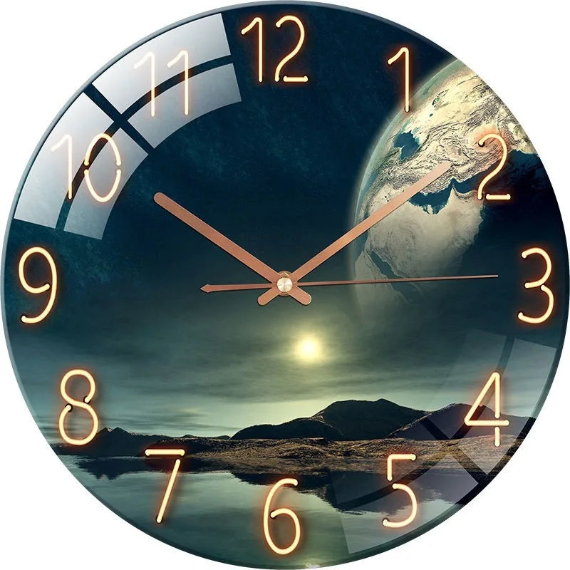 Creative European Style Clocks Living Room Free Perforated Wall Clock Household Silent Bedroom Quartz Clock Digital Wall Clock