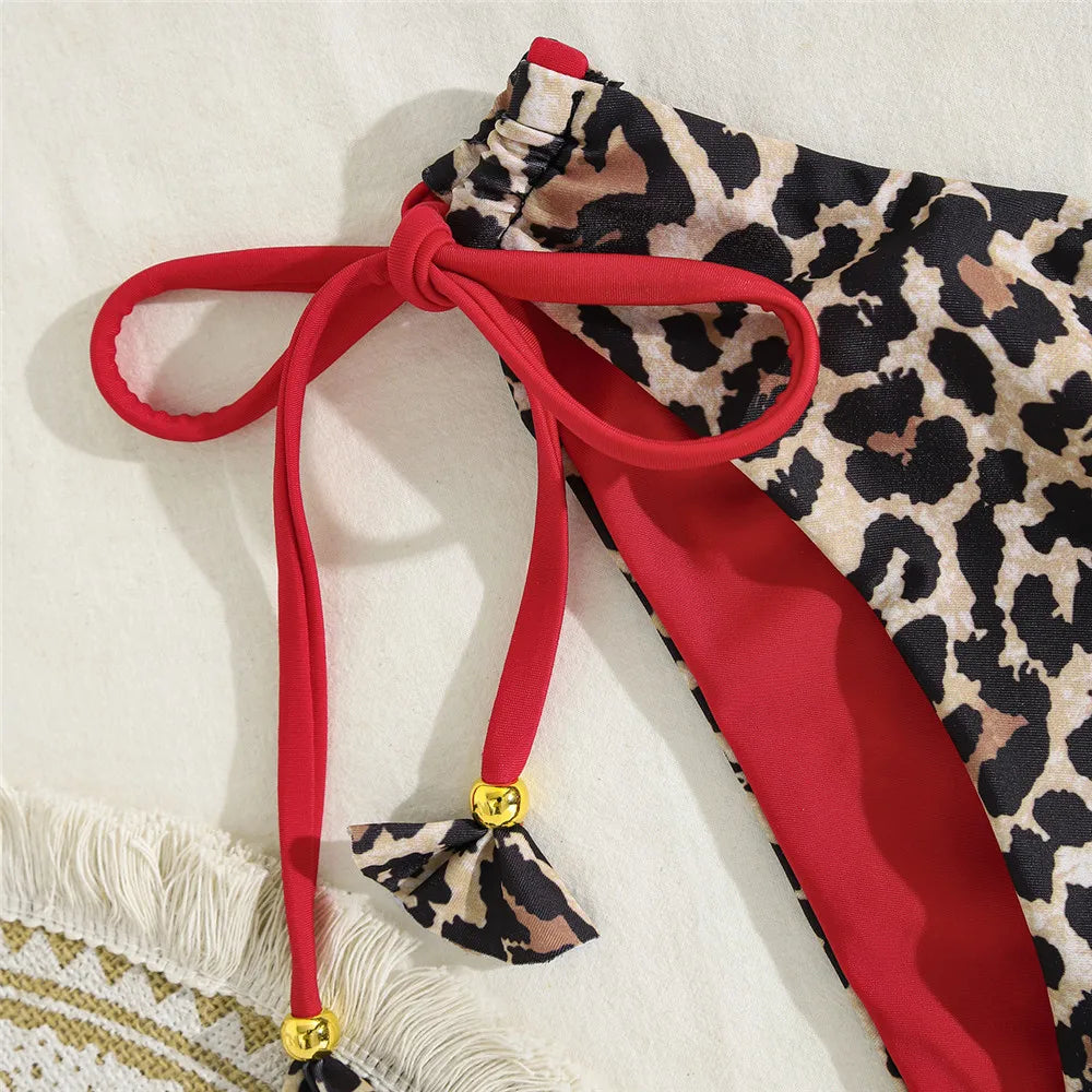 Sun Leaf Print String Shell Bikinis Sets De Mujer 2025 Push Up Sexy Swimsuit Women Summer Bathing Suit Brazilian Biquini Bikini