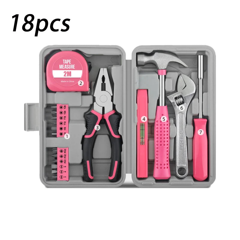 Pink Home Repair Tool Kit - Ideal for DIY Projects & Emergency Car Maintenance - Perfect Christmas Gift for Women, DIY Tool Kit