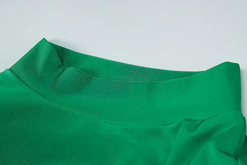 Shoulder Padded Long Sleeve Bodycon Green Party Club Maxi Long Dress 2023 Spring Autumn Women Fashion Elegant Clothes