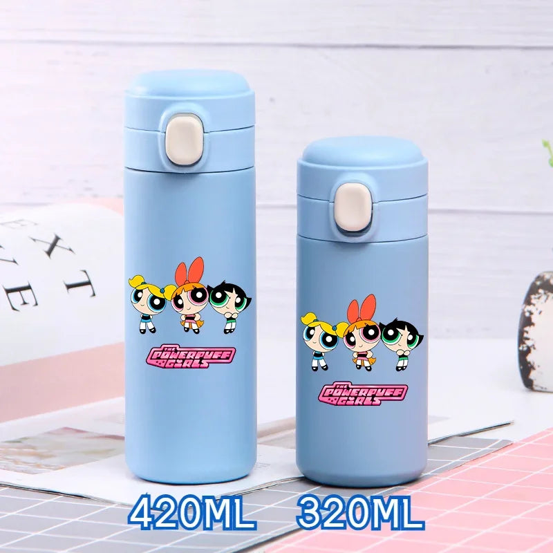 320ml/420ml The Powerpuff Girls Portable Large Capacity Sport Water Bottle Children Drinking Cup Thermal Stainless Steel