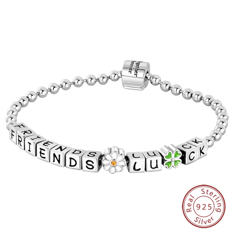 Original 17-20CM 925 Sterling Silver Heart Shaped Lock Star Moon Bracelet For Women Fine Anniversary Jewelry