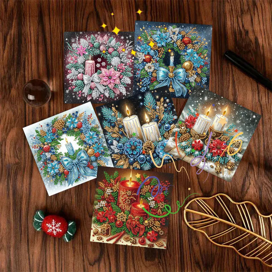 6pcs Diamond Painting Greeting Card Set - Christmas Gift, perfect for sending warm wishes to family and friends