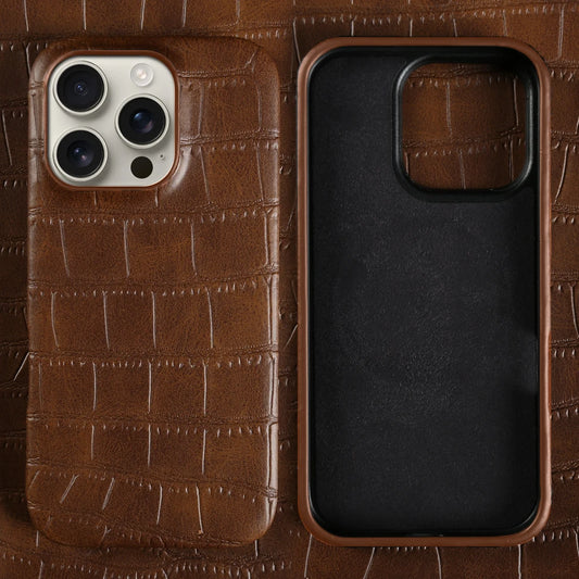 New Luxury Crocodile Leather Phone Case For iPhone 17 Air 16 15 14 Plus 13 12 11 Pro Max Shockproof Hard PC Protection Cover