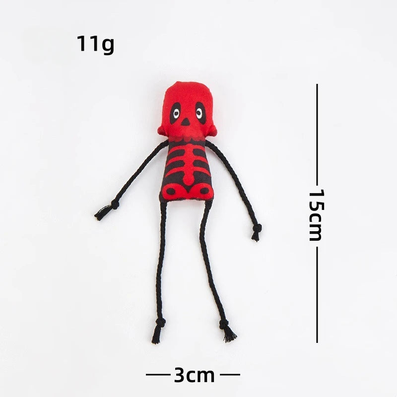 New Halloween Pet Toy with Catnip Inside Soft Durable Skull Plush Cat Toys Teeth Grinding Think Over Stress Relief Pet Supplies
