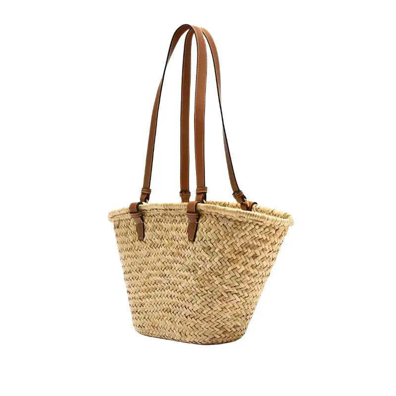 Fashion Large Capacity Straw Basket Bag Handmade Weave Women Shoulder Bags Casual Summer Beach Bag Big Tote Bali Shopper Purses