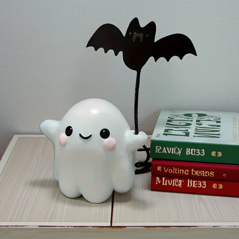 1Pc Halloween Cute Ghost Putting Bat Ornaments Ghost Bat Desktop Party Decoration Party Small Gift Little Finger Cute Ghost Toys