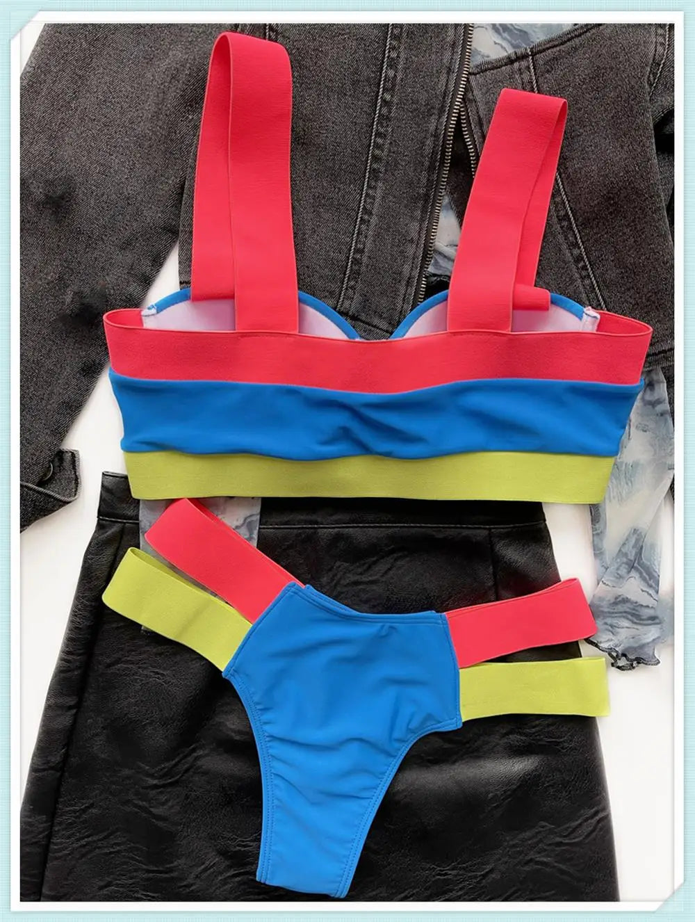Solid Bandage Bikini Women Push Up Swimsuit Sexy Swimwear Female Brazilian Bathing Swimming Suit Bather Splicing Color Beachwear