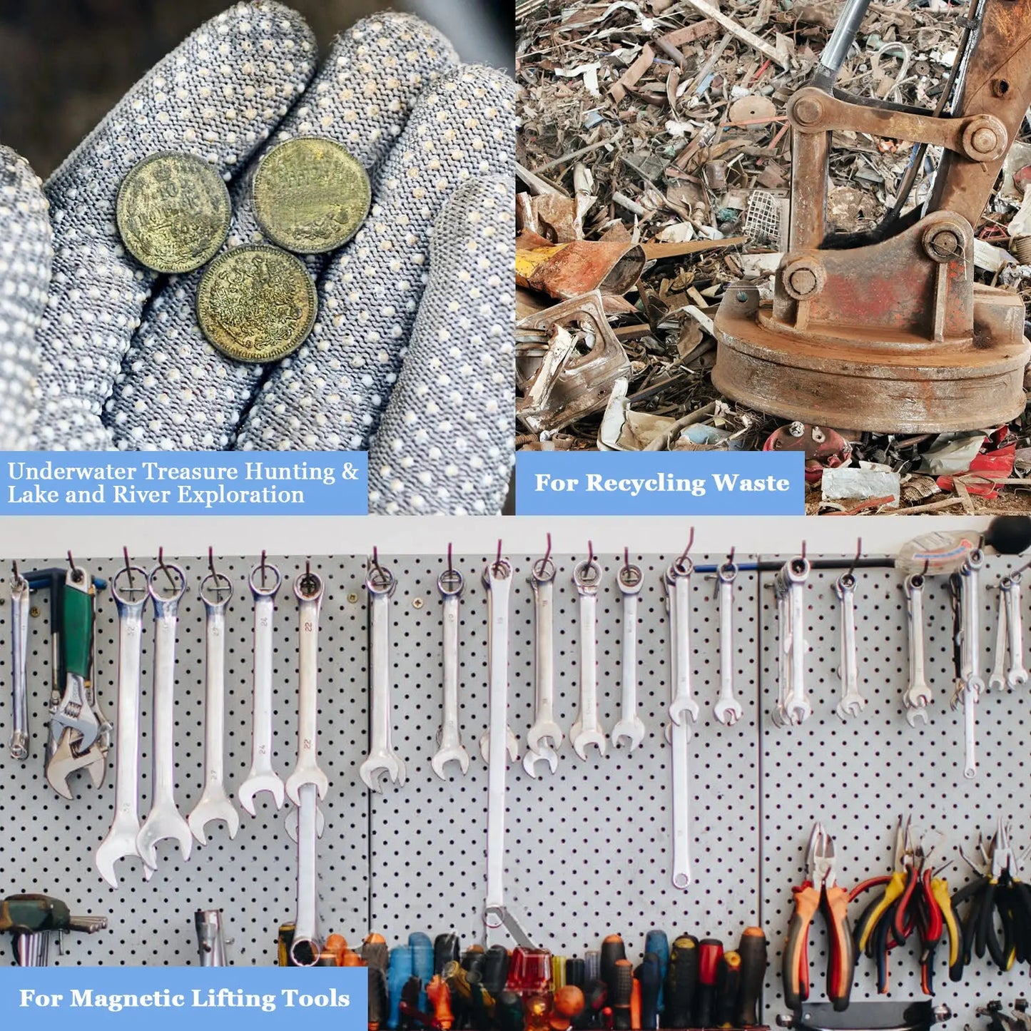 Super Strong Neodymium Fishing Magnets Heavy Duty imanes Magnet with Countersunk Hole Eyebolt for Salvage Magnetic Fishing