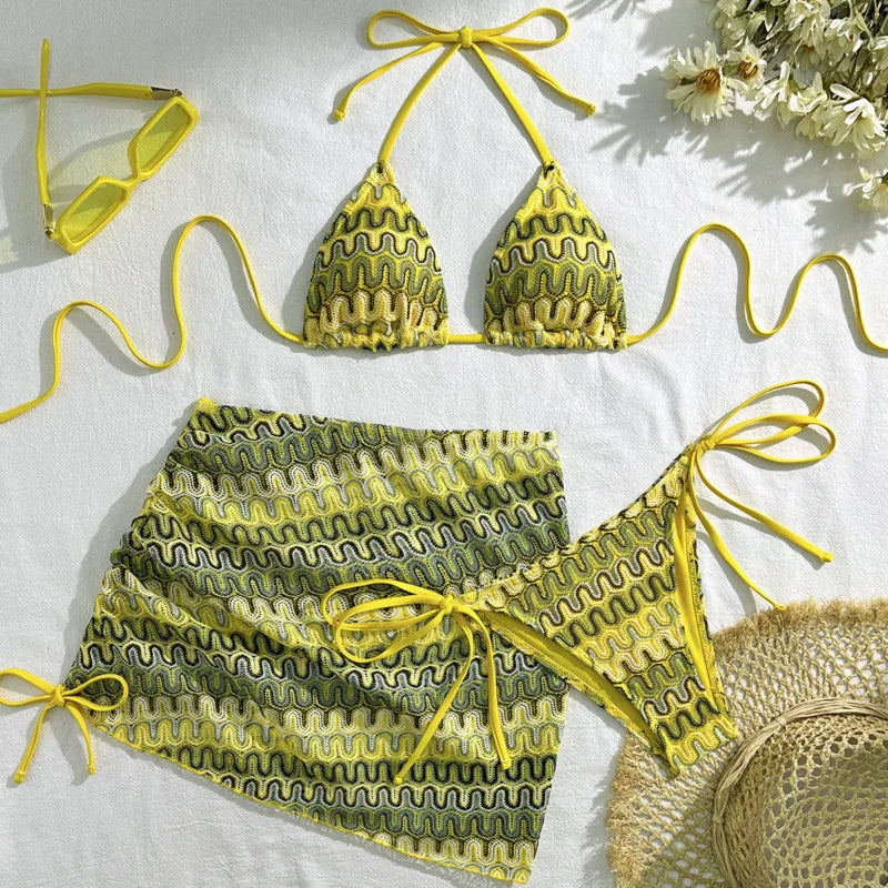 Summer Sexy Bikinis Female Swimsuits Women's Three-Piece Swimwear Beach Swim Wear Bathing Suits Brazilian Bikini Set Pool Bather