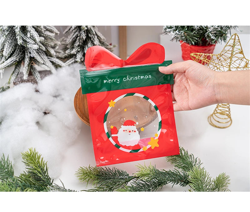 LBSISI Life 25pcs Ball Shape Christmas Gift Bag For Candy Chocolate Cookie Nougat Biscuit Packing Gift Tree Santa Zipper Bags