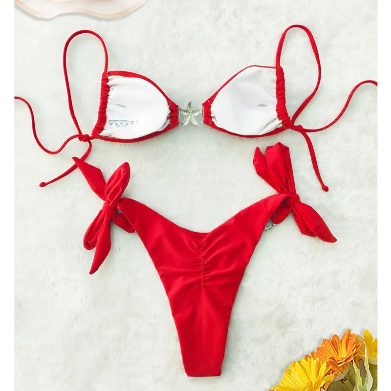 Sexy Bikinis Starfish Swimsuit Women Swimwear Push Up Female Beach Swimming Wear Bathing Suits Brazilian Bikini Set Pool Bather