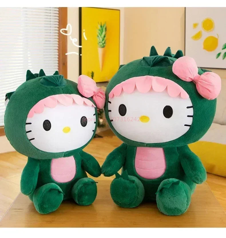 Sanrio Dinosaur Hello Kitty Plush Toy Kawaii Anime Kitty Plushie Pillow Cute 35/50/65cm/80cm Cartoon Stuffed Doll Christmas Gift