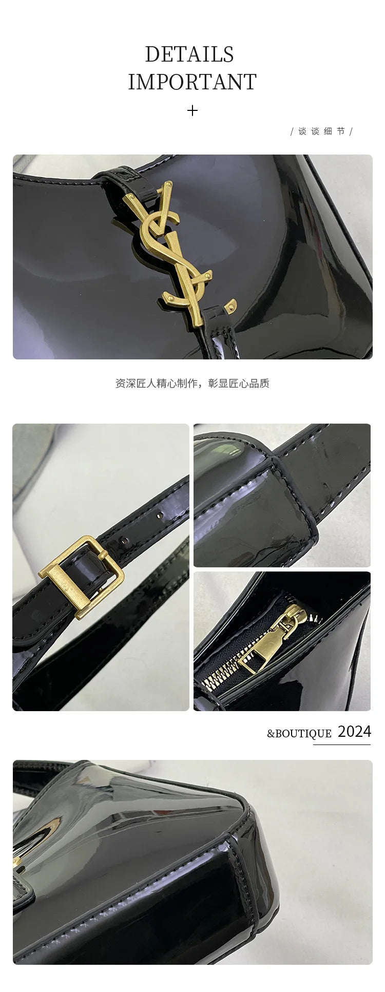 2025 Y2K Underarm Bag for Women, Luxe Boho Shoulder Purse w/Detachable Strap Anti-Theft Lightweight Commuter