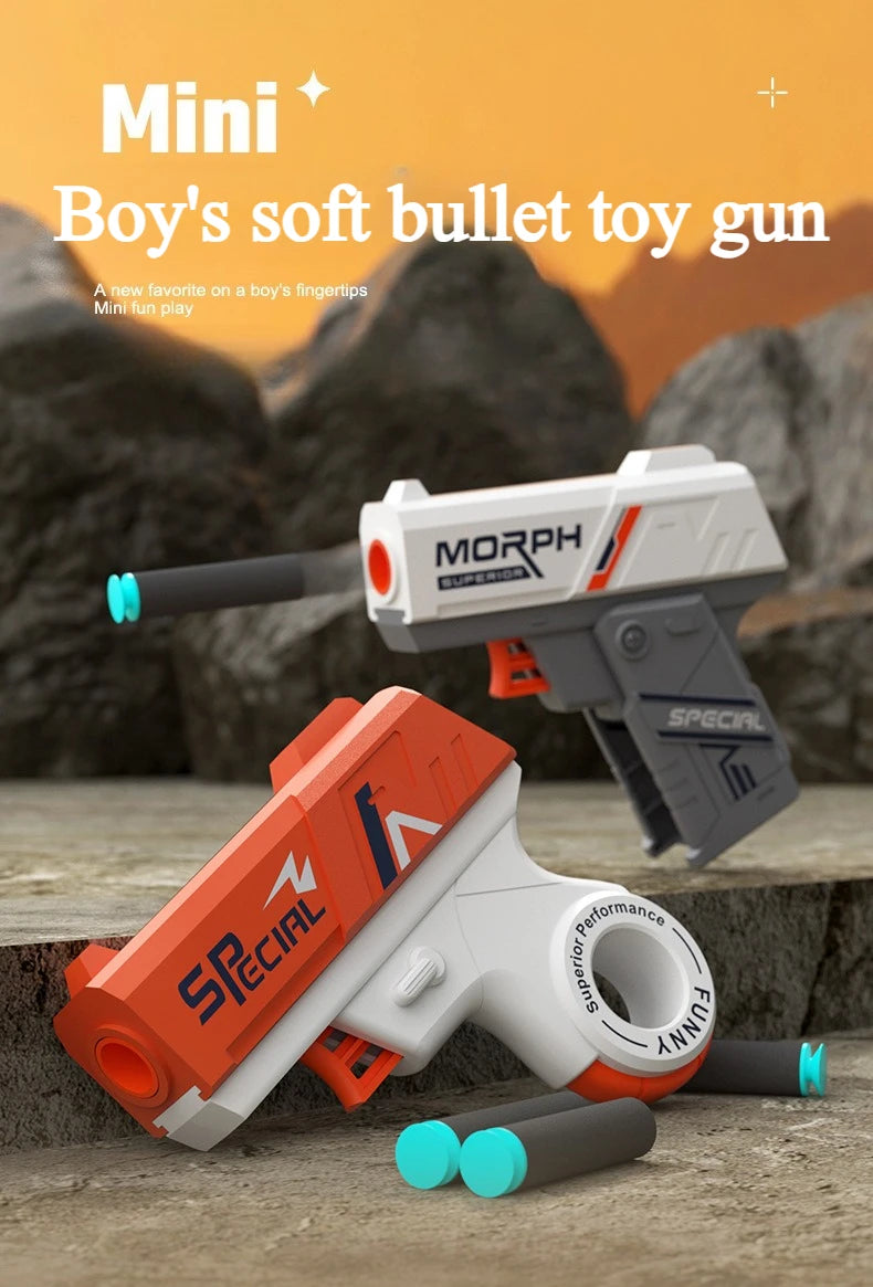 Mini Soft Bullet Toy Gun Rotary Fidget Design Foldable Foam Dart Launcher for Boys Shooting Toy Fun Christmas Gift for Kids