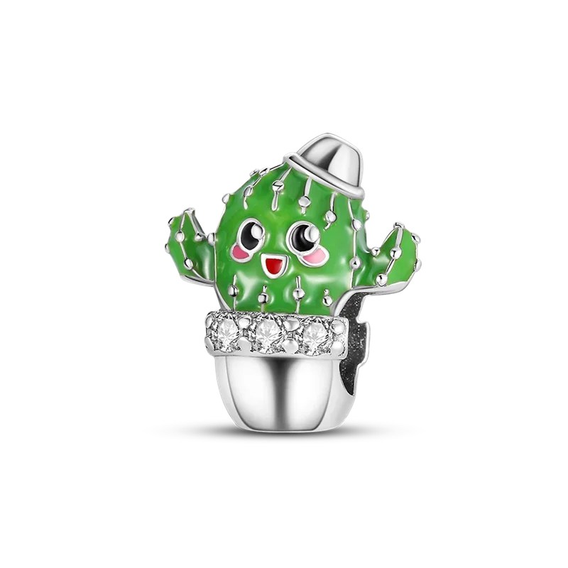 925 Sterling Silver Green Series Flower Tree Apple Pendant DIY Fine Beads Fit 4MM hole diamete Charms Bracelet Women Jewelry Diy