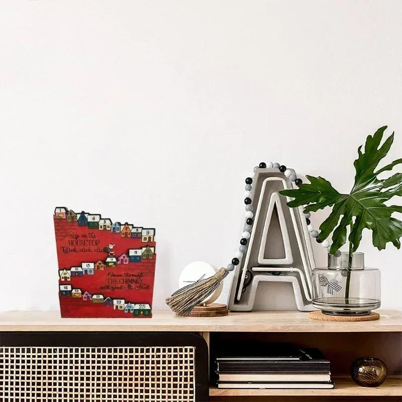 1/4pcs New Father Christmas Castle Countdown Advent Calendar Christmas Gift Wooden Calendar Ornament Decoration Stand