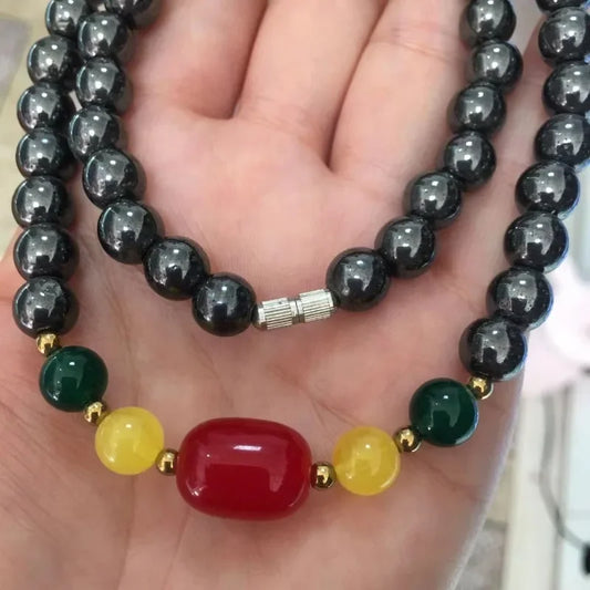 Terahertz energy stone bracelet necklace with red and green agate safety buckle design simple public