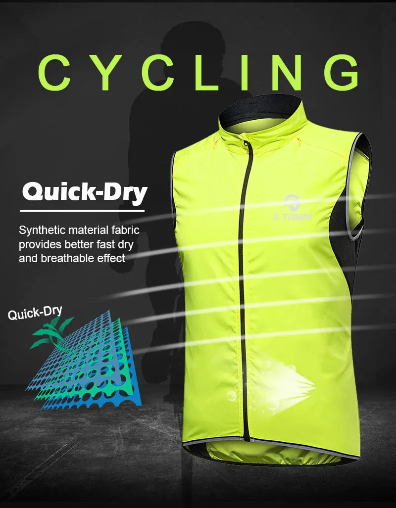 X-TIGER Cycling Vest Sleeveless Bicycle Reflective Windproof Uitra-Light Sun Protection Mountaineering Jacket Cycling Sportswear