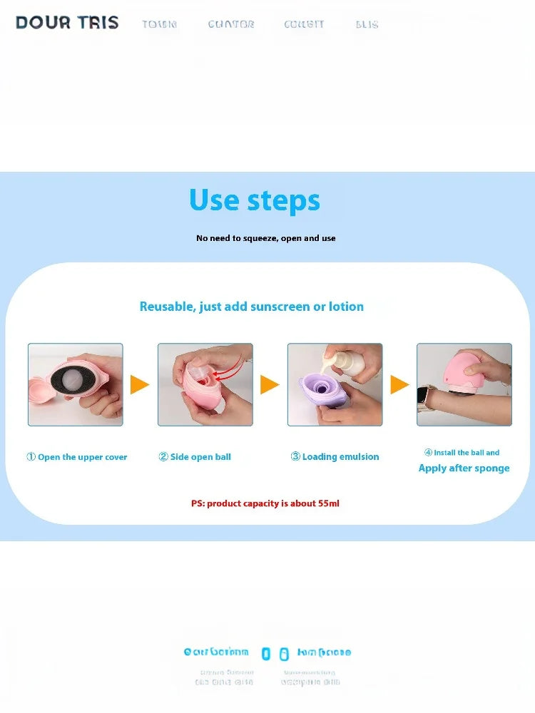 Silicone Suncream Roller Applicator Refillable Oval Isolation Lotion Cream Bottles Stitching Color Cosmetics Tool Travel