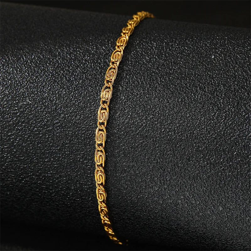 Men Stainless Steel Chain Bracelet for Women Hand Bangle Gold/Silver Color Foot Ankle Anklet Jewelry Accessories DIY Gift