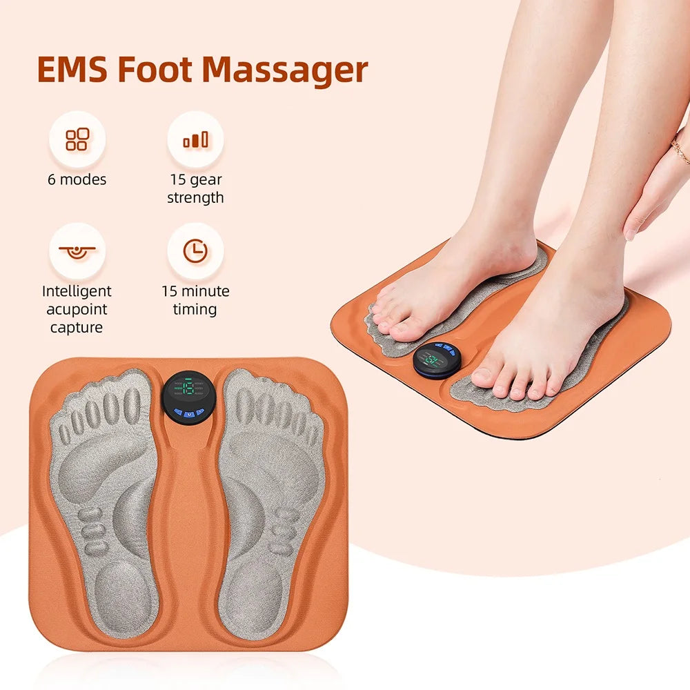 EMS Foot Massager 6 Modes 15 Gear Strength Intelligent Acupoint Capture Improve Blood Circulation Feet Acupoints Massage Mat
