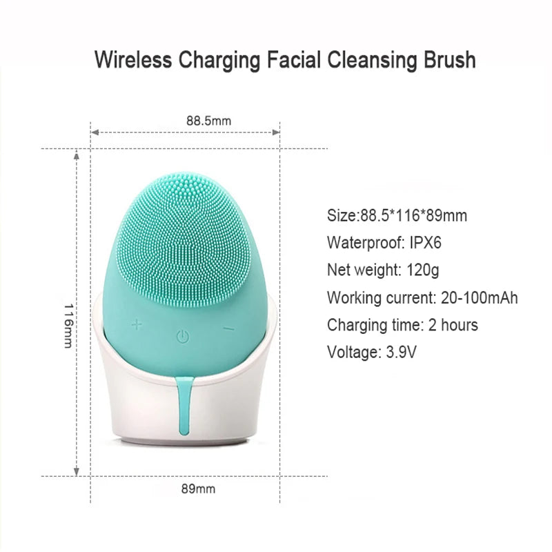 Silicone Facial Cleanser Waterproof Ultrasonica Brush For Face Massage Cleansing Ship from Riyadh Random Color