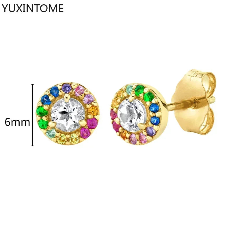 Colorful Crystal Earrings 925 Sterling Silver Ear Needle Stud Earrings for Women Cross Dangle Earrings Party Wedding Jewelry