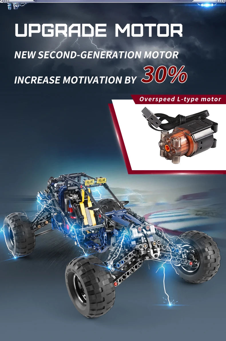 Mould King 18018 Technical Car Toys The RC MOC-3028 Blue Lightning Buggy Building Block Assembly Car Brick Kids Christmas Gift