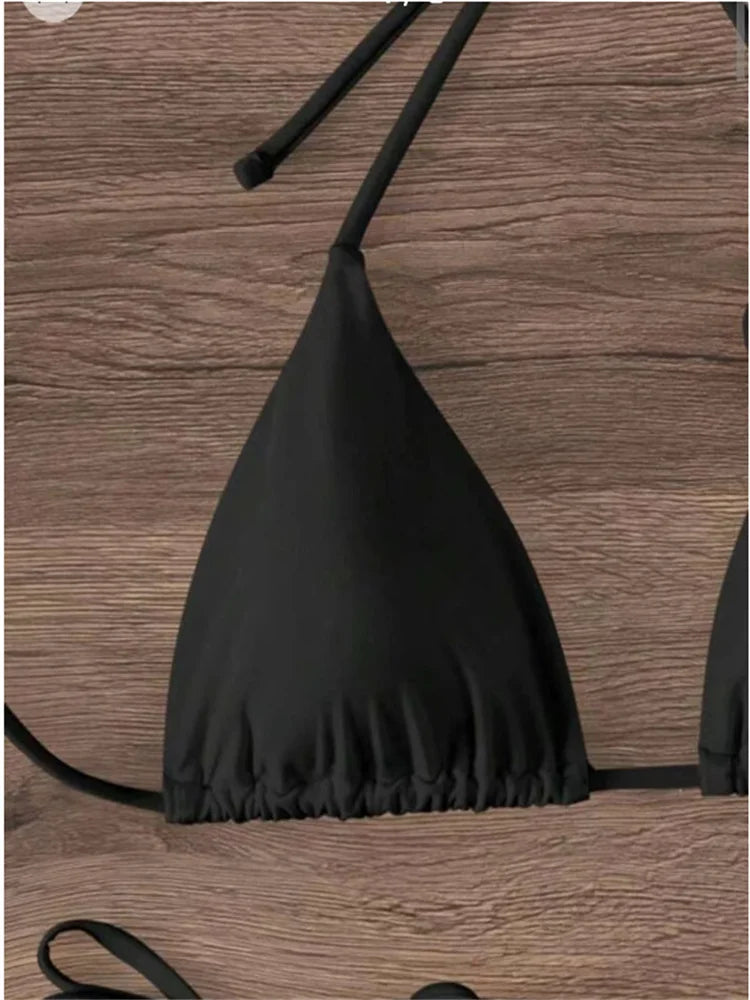 Sexy Bikini Set Women Swimsuit 2024 Black White 3D Floral Print Micro Bikinis Brazilian Cutout Beach Bathing Suit Thong Swimwear