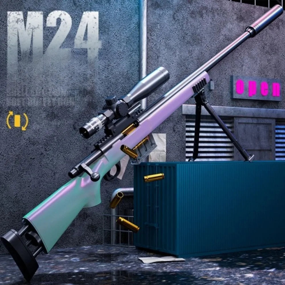 AWM Shell Soft-Bullet Gun Can Be Fired Toy Gun Manually Loaded Outdoor Combat Sniper Rifle Model Christmas Gift for Boy Adult