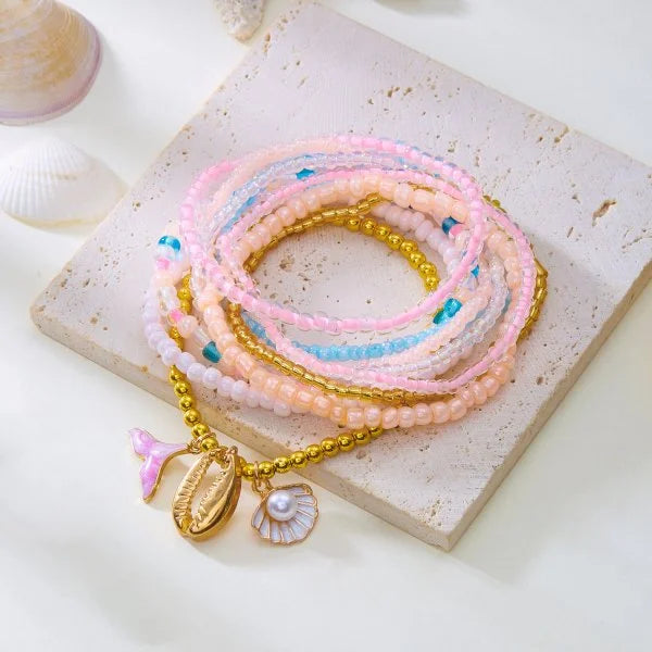 Bohemian Imitation Shell Beads Bracelet For Women Sea Star Turtle Woven Rope Bracelet Handmade Friendship Beach Holiday  Jewelry
