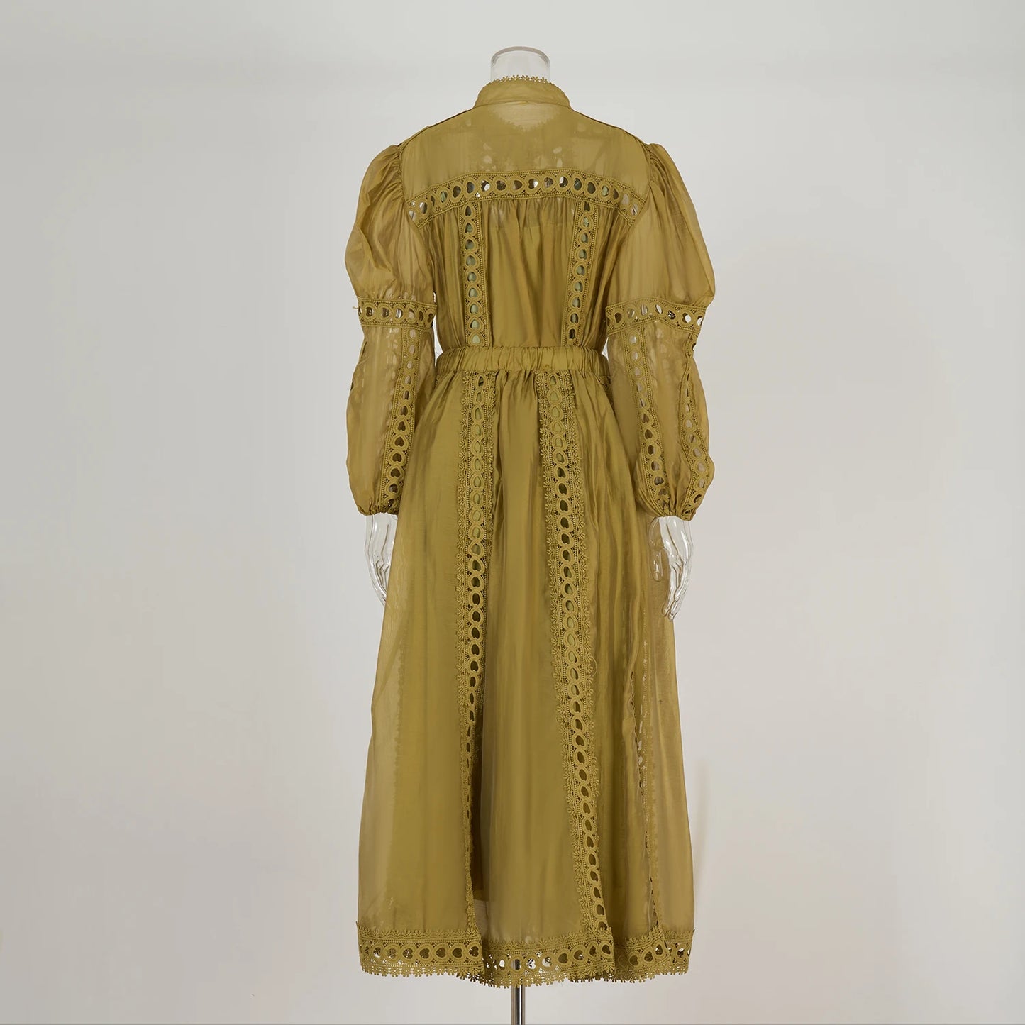 Elegant Embroidery Long Dress 2 Piece Set Women Summer Autumn Hollow Out Crochet Shirts Elastic Waist Long Maxi Skirt Suits