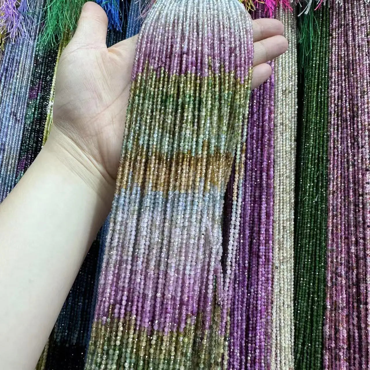AAA Grade Natural  Rainbow Colorful Tourmaline Slice Loose Bead Jewelry DIY Bracelet Necklace 38cm Manufacturer Wholesale